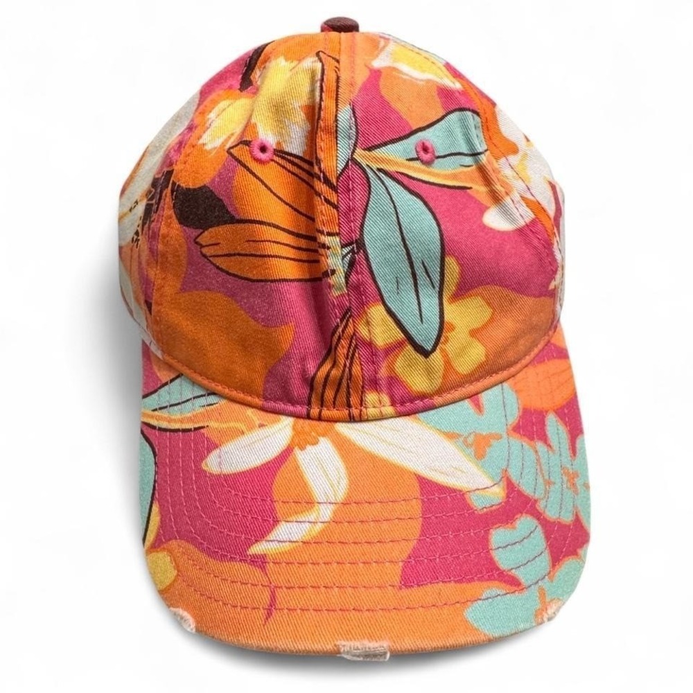 Aerie Tropical Floral Resort Hat Dopamine Vacation Adjustable Summer Cap OS NWT